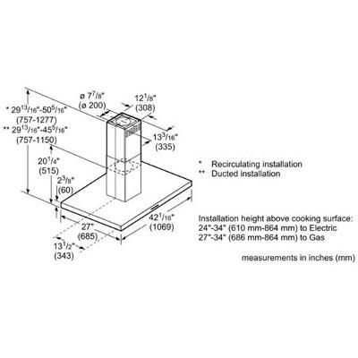 Bosch 42-inch 800 Series Island Hood HIB82651UCBF IMAGE 3