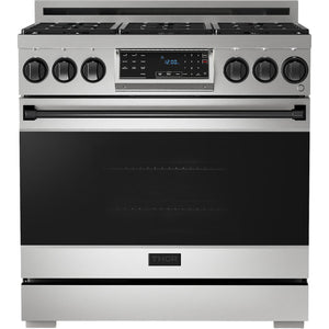 Thor Kitchen 36-inch Freestanding Gas Range with Tilt Panel RSG36-BLK IMAGE 1