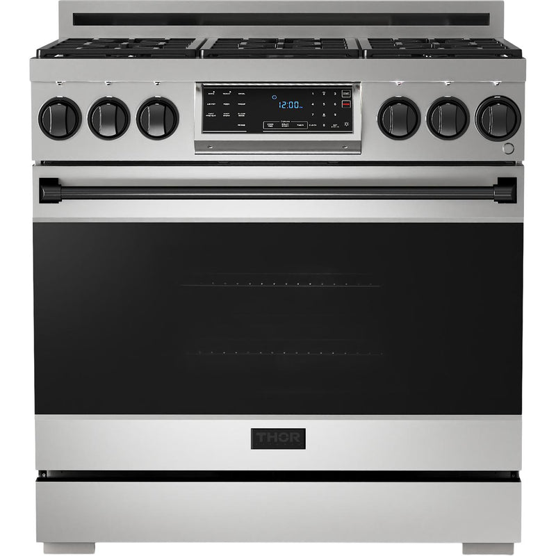 Thor Kitchen 36-inch Freestanding Gas Range with Tilt Panel RSG36LP-BLK IMAGE 1