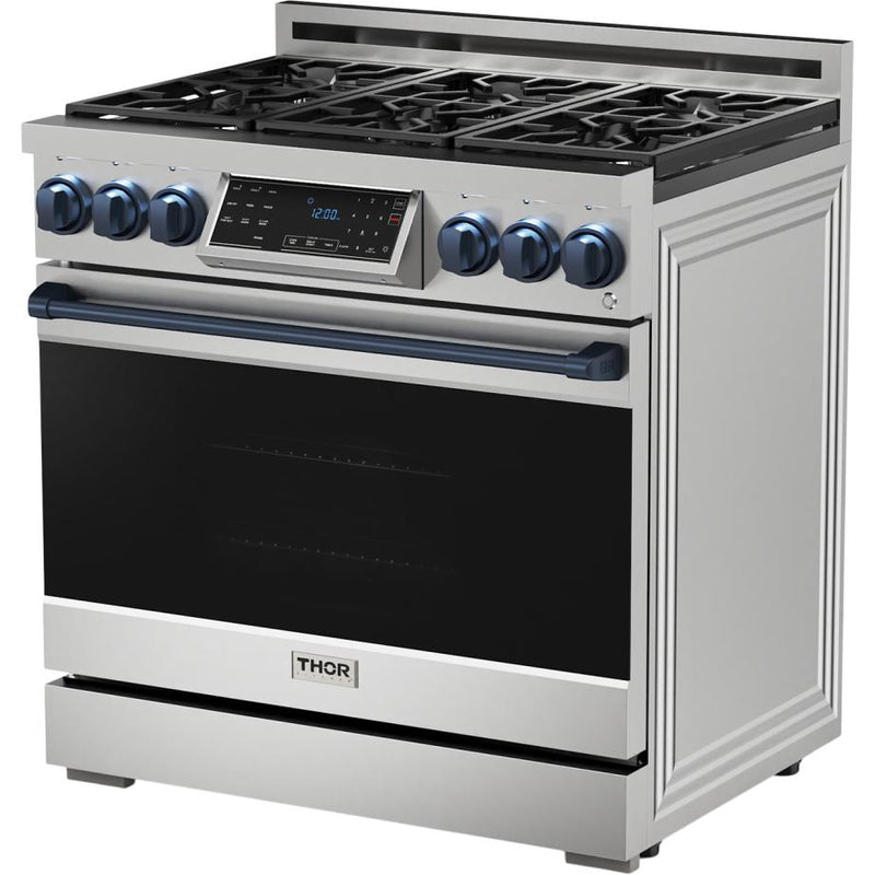 Thor Kitchen 36-inch Freestanding Gas Range with Tilt Panel RSG36-BLU IMAGE 4