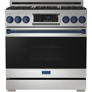 Thor Kitchen 36-inch Freestanding Gas Range with Tilt Panel RSG36LP-BLU IMAGE 1