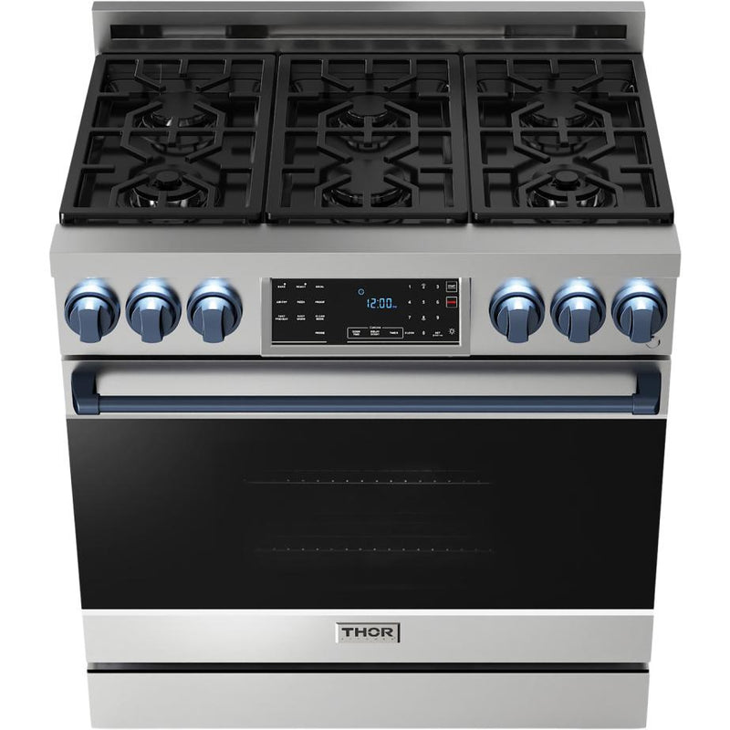 Thor Kitchen 36-inch Freestanding Gas Range with Tilt Panel RSG36LP-BLU IMAGE 2