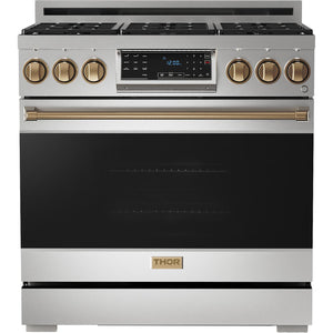 Thor Kitchen 36-inch Freestanding Gas Range with Tilt Panel RSG36-BRZ IMAGE 1