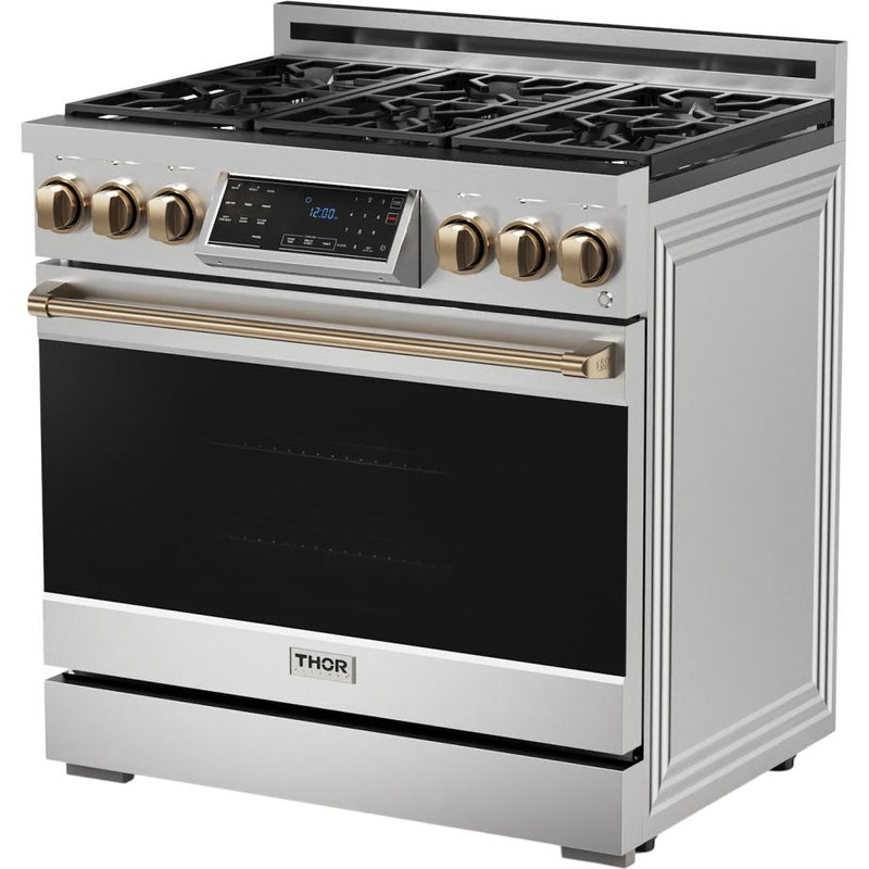 Thor Kitchen 36-inch Freestanding Gas Range with Tilt Panel RSG36-BRZ IMAGE 5