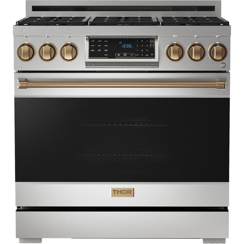 Thor Kitchen 36-inch Freestanding Gas Range with Tilt Panel RSG36LP-BRZ IMAGE 1