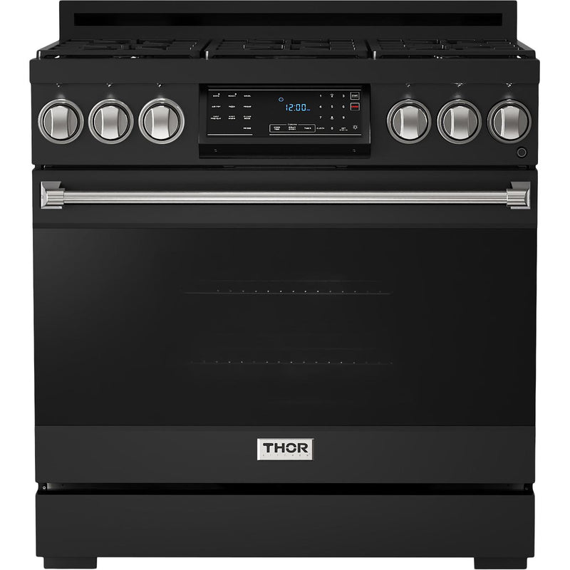 Thor Kitchen 36-inch Freestanding Gas Range with Tilt Panel RSG36BLP-SS IMAGE 1