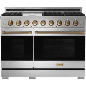 Thor Kitchen 48-inch Freestanding Gas Range with Convection Technology RSG48E-BRZ IMAGE 1