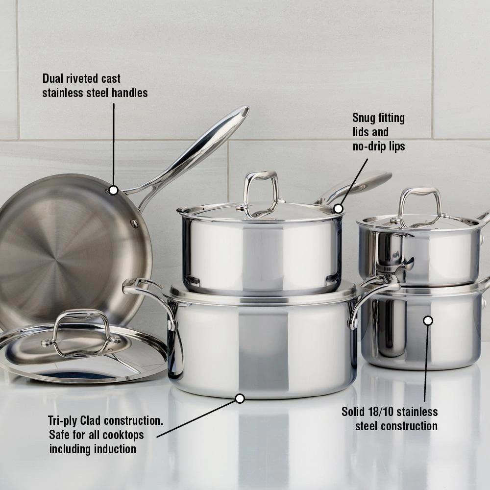 Meyer Corporation 10-Piece 5-Ply Clad Cookware Set in Stainless Steel